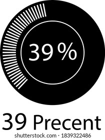 black and white circle percentage vector ready to use for web design   showing 39%