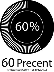 black and white circle percentage vector ready to use for web design   showing 60%