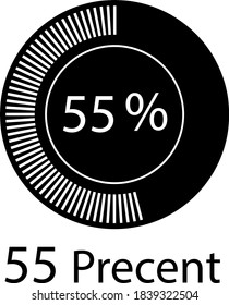 black and white circle percentage vector ready to use for web design   showing 55%