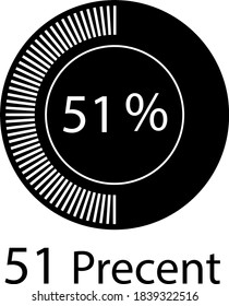 vector de porcentaje de círculo blanco y negro listo para usar para diseño web   mostrando 51%