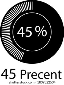 black and white circle percentage vector ready to use for web design   showing 45%