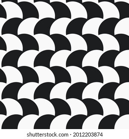 Black and white circle shape ornament. Vector wallpaper.