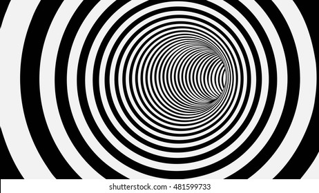 Black and White Circle Striped Abstract Tunnel