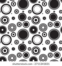 Círculo blanco y negro y blanco sin fisuras patrón de fondo. Diseño de Fondo de pantalla monocromo geométrico abstracto moderno.