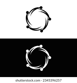 Diseño de la plantilla del logotipo del vector de círculo blanco y negro 