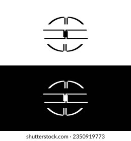 Black and white circle vector logo template design  