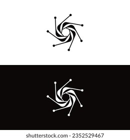 Diseño de la plantilla del logotipo del vector de círculo blanco y negro	