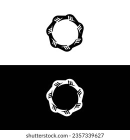 Diseño de la plantilla del logotipo del vector de círculo blanco y negro	