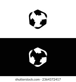 Diseño de la plantilla del logotipo del vector de círculo blanco y negro	