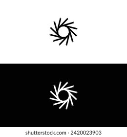 Black and white circle vector logo template design. Circle ring logo illustration silhouette 