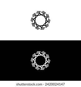 Black and white circle vector logo template design. Circle ring logo illustration silhouette 