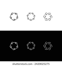 Black and white circle vector logo template design. Circle ring logo illustration silhouette 