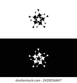 Diseño de la plantilla del logotipo del vector de círculo blanco y negro. Silueta de ilustración del logotipo del anillo circular 