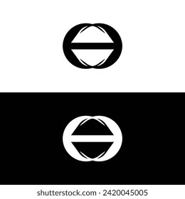 Black and white circle vector logo template design. Circle ring logo illustration silhouette 