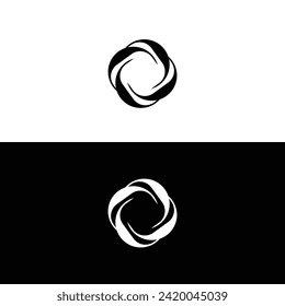 Black and white circle vector logo template design. Circle ring logo illustration silhouette 