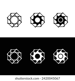 Black and white circle vector logo template design. Circle ring logo illustration silhouette 