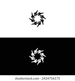 Black and white circle vector logo template design . Circle illustration silhouette 