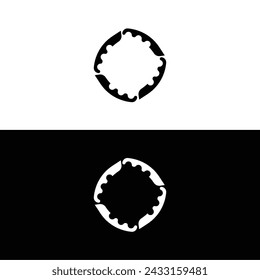 Black and white circle vector logo template design. Circle stylish icon illustration 