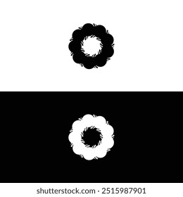 Black and white circle vector logo template design. Circle logo illustration silhouette	