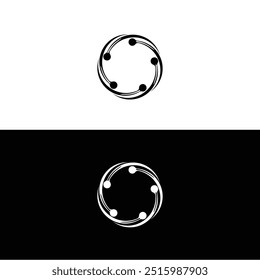 Black and white circle vector logo template design. Circle logo illustration silhouette	
