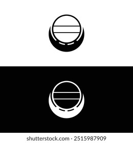 Black and white circle vector logo template design. Circle logo illustration silhouette	