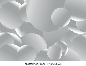 Black and white circles background illustration with 3d effect.