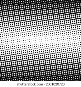 Black and white circles, gradient halftone background. Vector illustration.
