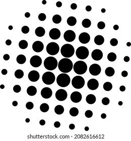 Black and white circles, gradient halftone background. Vector illustration.