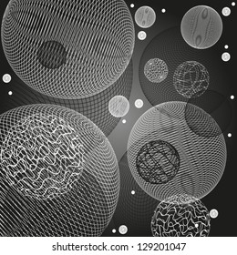 black and white circles on a black background