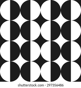 Black and white circles pattern, abstract geometric monochrome background, vector illustration