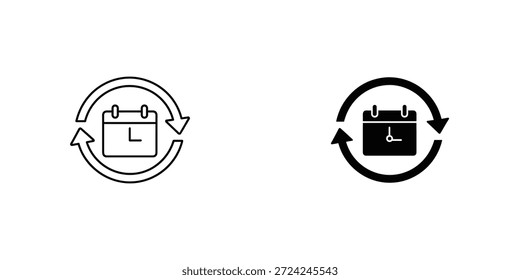 Black and white circular arrows with central icons, one containing a square and the other a rectangular shape, representing cyclical processes or workflows.