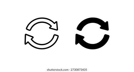 Kreissymbol mit schwarzen und weißen Pfeilen, das die Aktualisierung oder Synchronisierung symbolisiert.