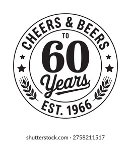 Black and white circular badge celebrating a sixtieth birthday