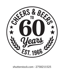 Black and white circular badge celebrating a sixtieth birthday