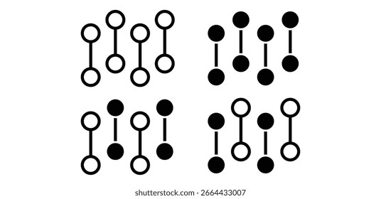Black and White Circular Chart Icons Minimalist Geometric Data Visualization Vector Design Flat Illustration