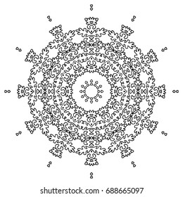Black and White Circular Ethnic Pattern. Adult Coloring Book. Mandala