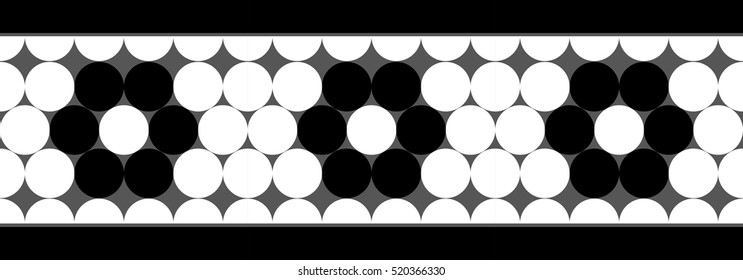 Black and white circular flower mosaic. Rosette tiles patterns. Victorian border