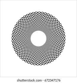 Black and White Circular Fractal Design. Digital flower. Vector illustration. 