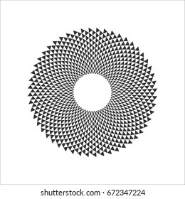 Black and White Circular Fractal Design. Digital flower. Vector illustration. 
