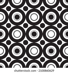 Black and White Circular Geometric Seamless Pattern Background