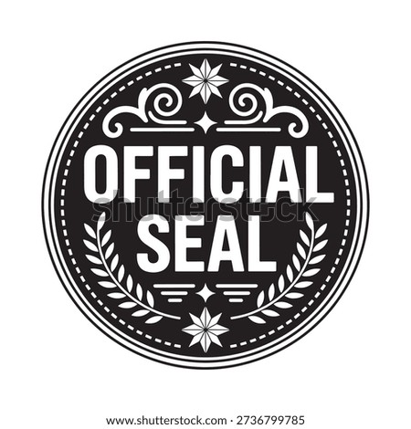 Black and white circular graphic displaying the word official seal