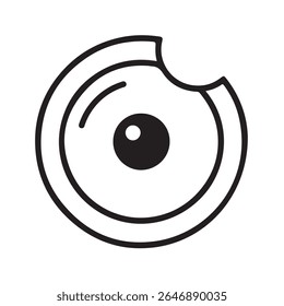 Ícone circular preto e branco Bitten Cookie Design