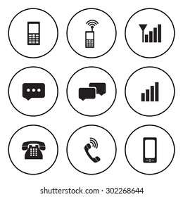 The Black and White Circular Icon for Communication and Telephone Concept Isolated on White