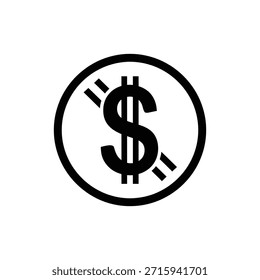 Schwarz-weißes Kreissymbol mit Dollar-Symbol