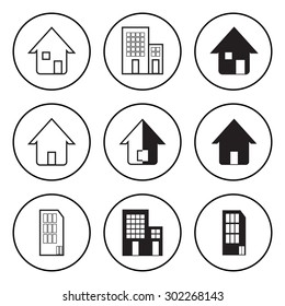 The Black and White Circular Icon for House and Residence