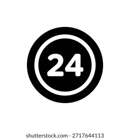 Black and white circular icon with number 24 representing 24 hour service