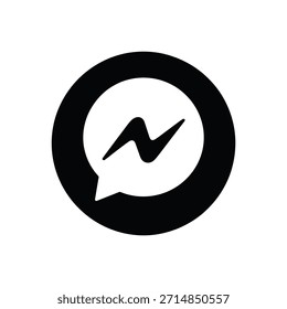 Ein schwarz-weißes Kreissymbol, das die Messenger-Anwendung mit einer Chat-Blase darstellt.