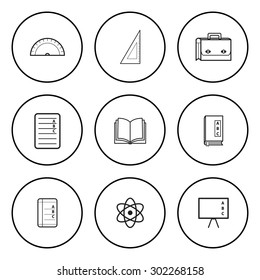 The Black and White Circular Icon for School Concept Isolated on White