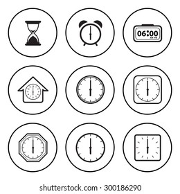 The Black and White Circular Icon for Time and Clock Concept