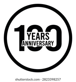 A black and white circular logo celebrating 100 years anniversary with bold typography